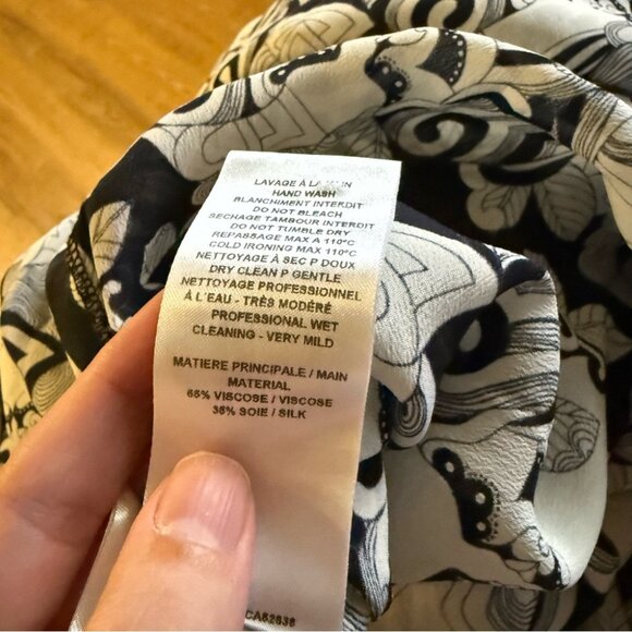 See By Chloe Black White Puff Sleeve Mini Dress Long Sleeve Patterned 38 - Picture 7 of 13